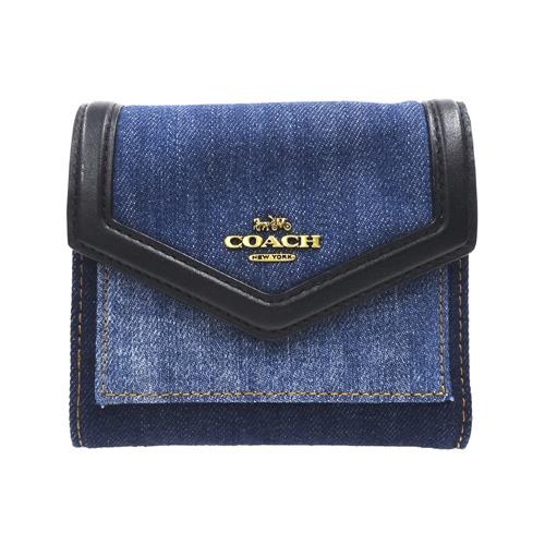 【コーチ箱 紙袋付き ギフト包装無料】コーチ 財布 COACH 新作 デニム 三つ折り財布 91765 B4/DE 新品 :201019