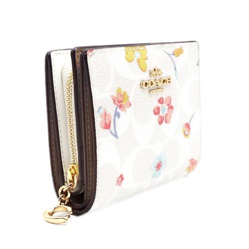COACH C8704 花柄 二つ折り財布 ホワイト　アウトレット　新品 COACH（コーチ） 財布 新品 新作 フローラルプリント 花柄 二つ折り