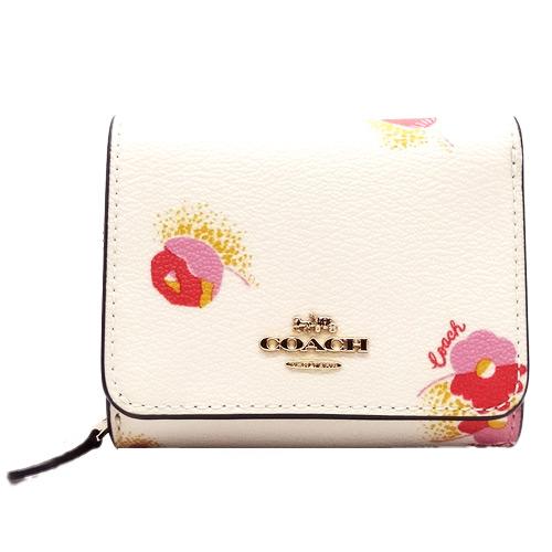 ショップバック・箱付き　コーチ　財布ホワイトフローラルフラワー COACH（コーチ） 財布 サイフ 新品 フローラル 花柄 二つ折り財布 CR
