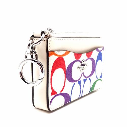 COACH コーチカードケース 小銭入れ財布シグネチャー レインボーホワイト