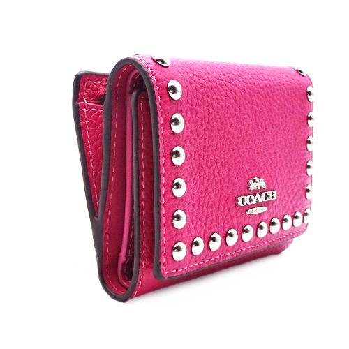 COACH コーチ 財布 サイフ 新品 ペブルレザー スタッズ 三つ折り COACH コーチ 財布 サイフ 新品 ペブルレザー スタッズ 三つ折り