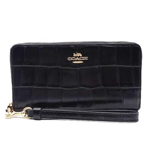 ✦COACH✦ クロコダイル調 ブラック長財布 ✦新品未使用品 付属品付き✦ COACH（コーチ） 財布 COACHサイフ 新作 新品 エンボスド クロコダイル
