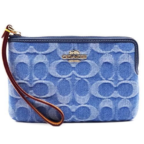 COACH（コーチ） ポーチ 新作 新品 デニム シグネチャー レザー リスト