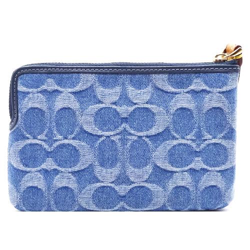 COACH（コーチ） ポーチ 新作 新品 デニム シグネチャー レザー リスト 