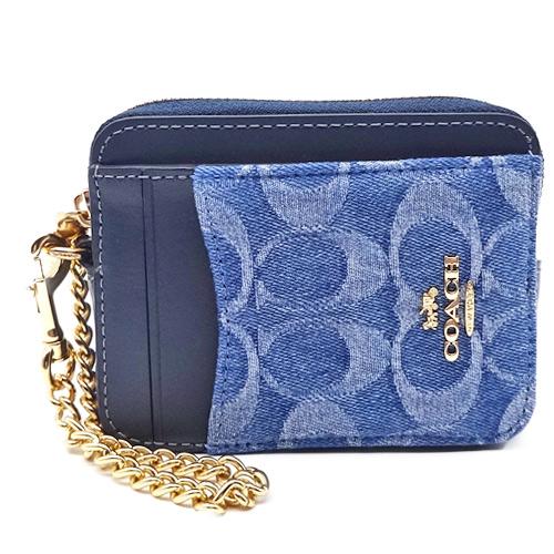 COACH コーチ デニム ホース&キャリッジ馬車 カードケースケース新品 エッセンシャル スモール ジップ アラウンド カード ケース・ホース