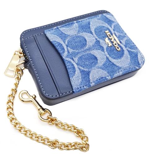 COACH コーチ デニム ホース&キャリッジ馬車 カードケースケース新品 エッセンシャル スモール ジップ アラウンド カード ケース・ホース