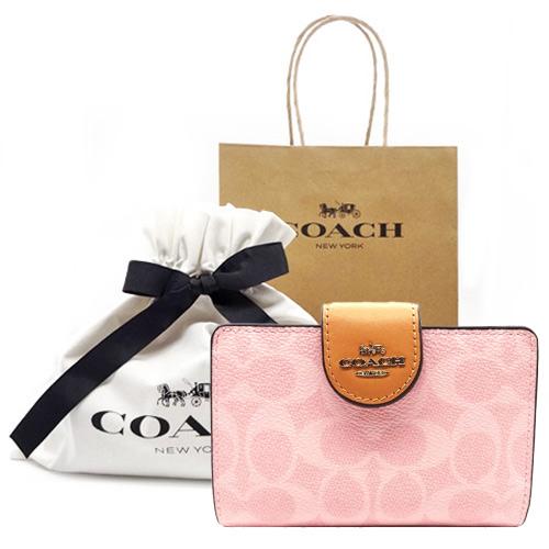 コーチCOACH♡二つ折り財布♡カーキ/ピンク正規新品 COACH（コーチ） 財布 レディース 二つ折り財布 アウトレット カーキ