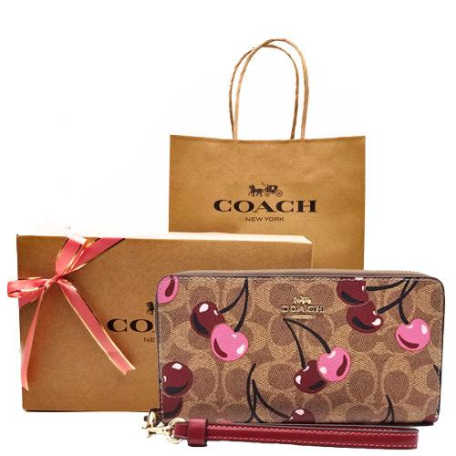 COACH コーチ　長財布　CZ328 チェリープリント　ブラウン　新品未使用 COACH（コーチ） 財布 長財布 新作 新品 シグネチャー チェリー