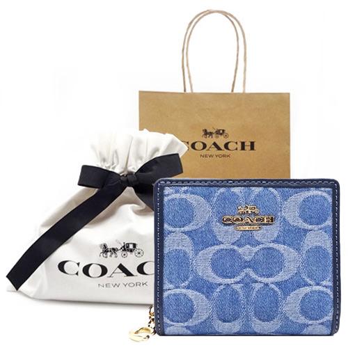 COACH（コーチ） 財布 新作 新品 デニム シグネチャー レザー 二つ折り