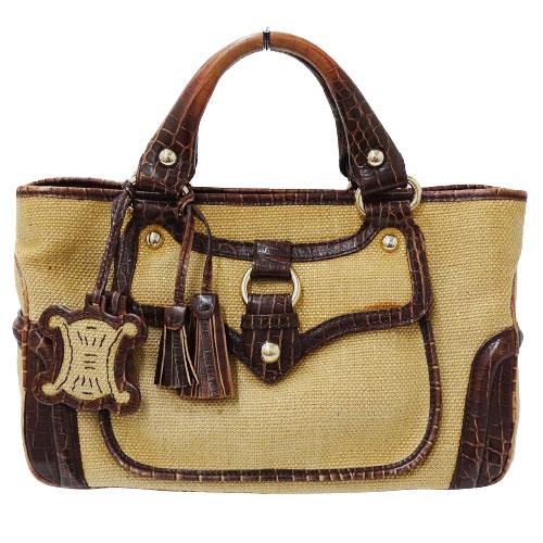 セリーヌ CELINE バッグ レディース ブランド ハンドバッグ 麻 レザー 