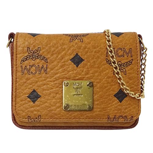 エムシーエム MCM ハンドバッグ 斜め掛けショルダーバッグ 2Wayバッグ ロゴグラム キャメルxブラウン系xゴールド レザー  MCM（エムシーエム） エム シー エム バッグ レディース ブランド