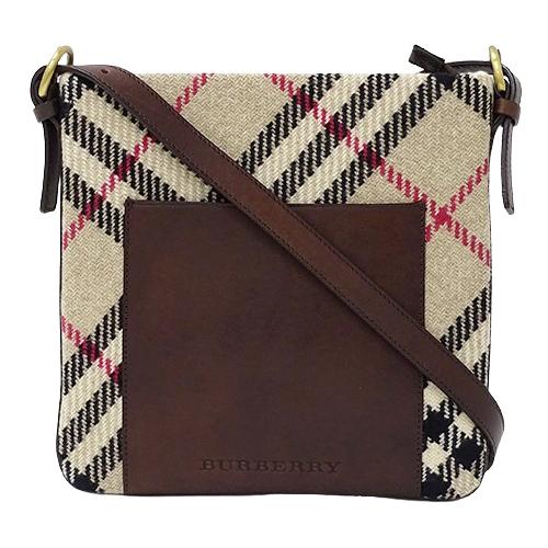 P457　バーバリー BURBERRY バッグ レディース ブランド ショルダーバッグ ウール レザー ベージュ ブラウン チェック 斜め掛け クロスボディ BURBERRY（バーバリー） バッグ レディース ブランド ショルダーバッグ