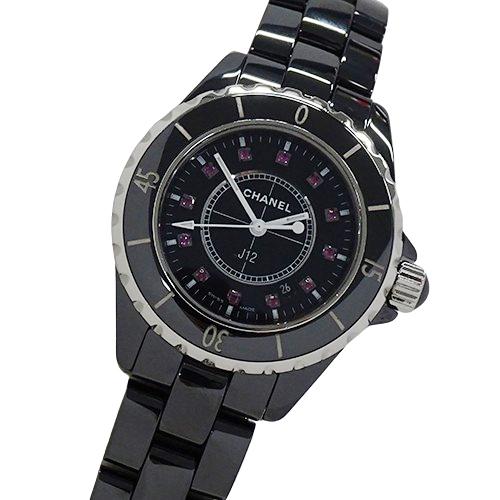 シャネル CHANEL J12 レディース クォーツ 腕時計 セラミック/SS 12Pルビー ブラック文字盤 H1634 中古 新入荷 CH1056 1923285160018.jpg
