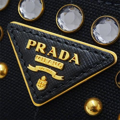 プラダ PRADA バッグ レディース ブランド トートバッグ カナパ ミニ ブラック B24390 ビジュー スタッズ ショルダーバッグ 2way おしゃれ｜brandbayshop｜05