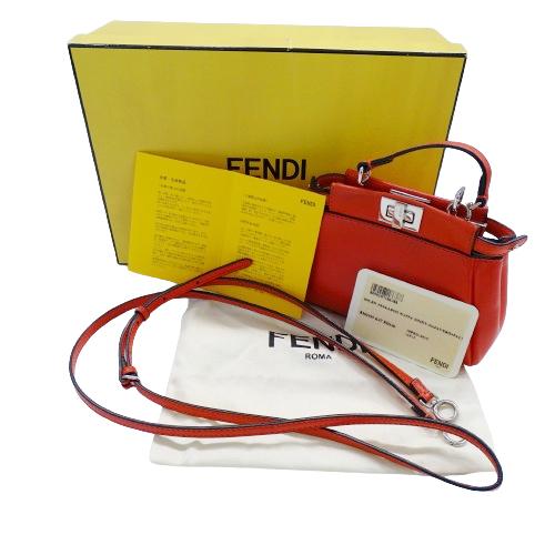 フェンディ FENDI バッグ レディース ブランド ハンドバッグ ショルダーバッグ レザー マイクロピーカブー レッド シルバー金具 8M0355｜brandbayshop｜08