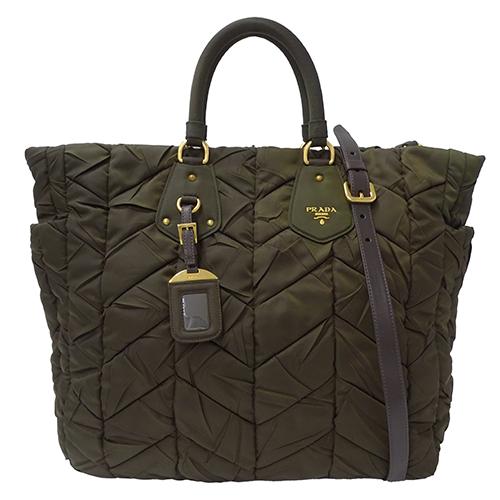 プラダ ハンドバッグ/ショルダーバッグ 2way ナイロン ダークカーキ