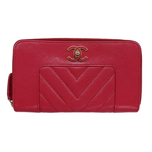 CHANEL シャネル 財布 レディース ブランド 中財布 ラムスキン V CHANEL シャネル 財布 レディース ブランド 中財布 ラムスキン V