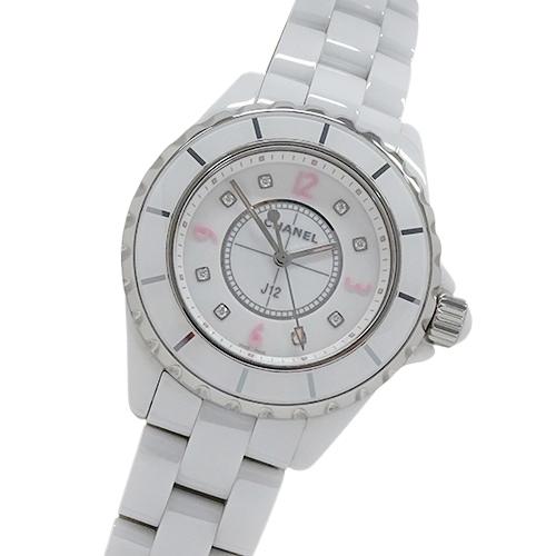 シャネル CHANEL H4863 J12 ピンクライト 世界限定1200本 8Pダイヤ クォーツ レディース 保証書付き_913939 CHANEL - シャネル CHANEL H4863 J12 ピンクライト 世界限定1200本 8P