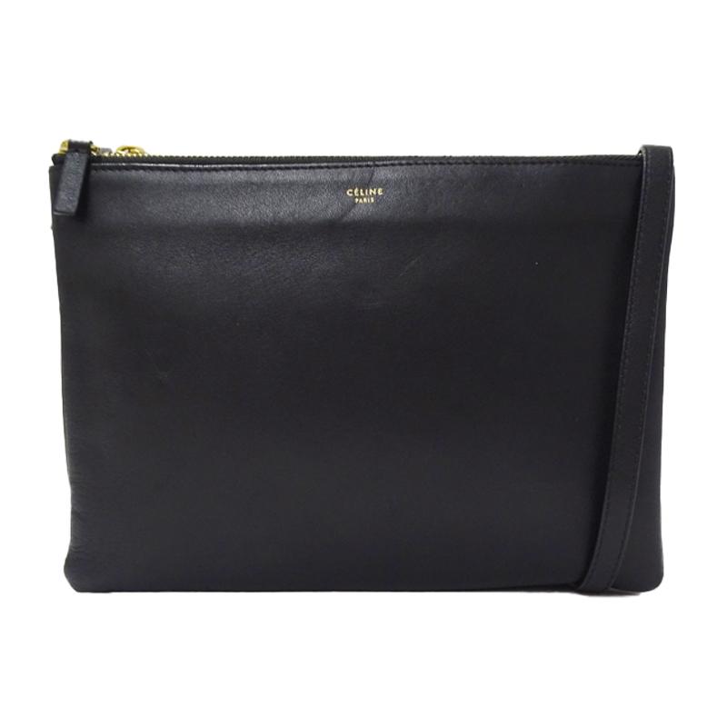 CELINE　セリーヌ　トリオ　ラージ　ショルダーバッグ　レザー　ブラック CELINE（セリーヌ） バッグ レディース ブランド ショルダーバッグ