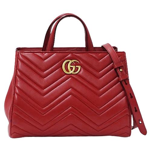 グッチ GGマーモント ハンドバッグ ショルダーバッグ 2WAY 498100 レッド レザー レディース GUCCI 【中古】 GUCCI（グッチ） バッグ レディース ブランド ハンドバッグ ショルダー