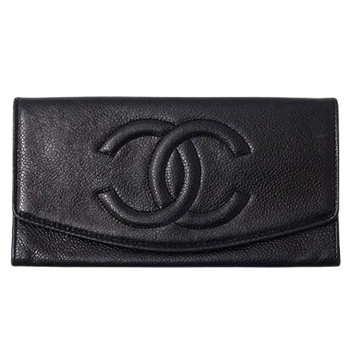 CHANEL シャネル 財布 レディース ブランド 長財布 キャビアスキン 