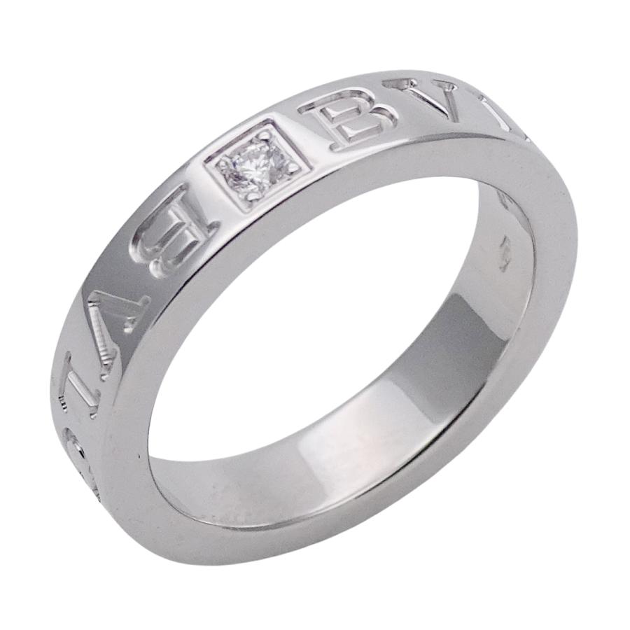 BVLGARI ブルガリ 750 ホワイトゴール ダブルロゴ リング 9.5号 BVLGARI ブルガリ 750 ホワイトゴール ダブルロゴ リング 9.5号