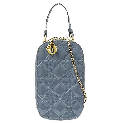 ディオール カナージュ パテントレザーショルダーバッグ フォンホルダー ブルー Christian Dior ディオール ポーチ レディース ブランド フォン
