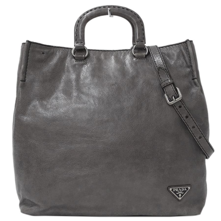 PRADA グレー ハンドバッグ Clay Grey Prada Buckle Small Leather Handbag With Belt | PRADA