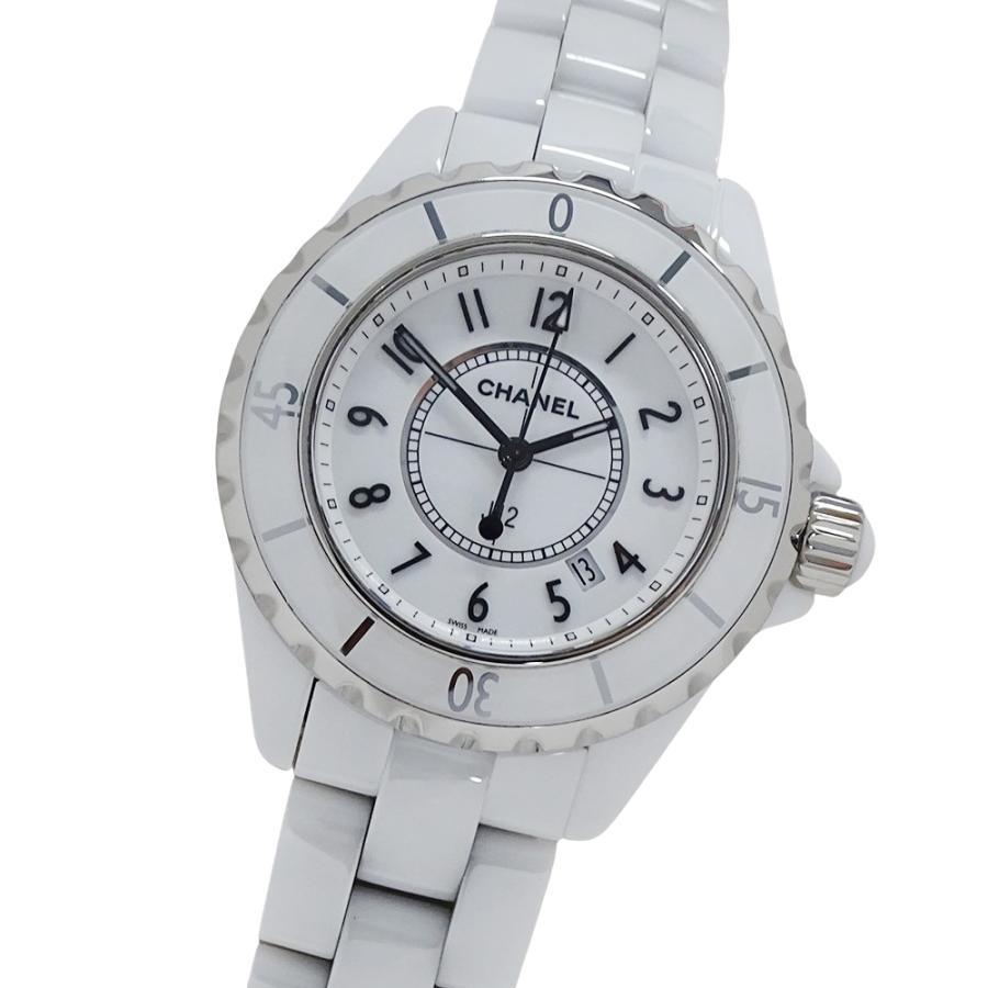 シャネル J12 H0968 レディース 腕時計 J12 シャネル CHANEL デイト H0968 白文字盤 セラミック クォーツ 電池