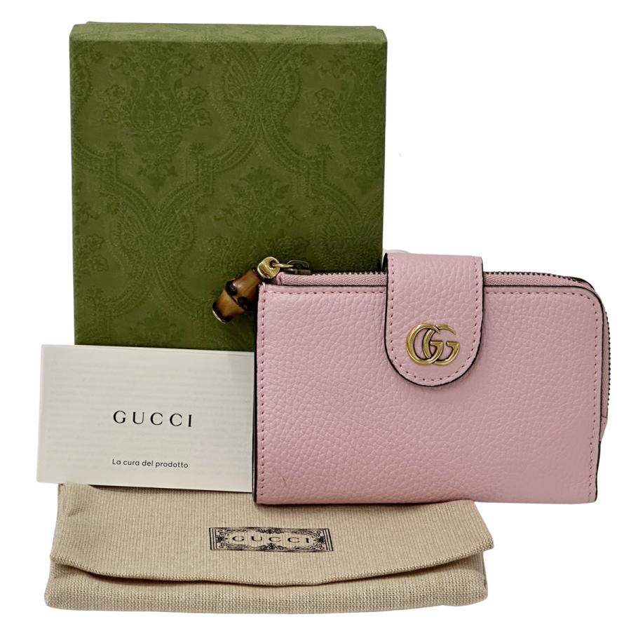 GUCCI 財布 バンブー バンブー付き ダブルG ミディアム ウォレットエメラルドグリーン
