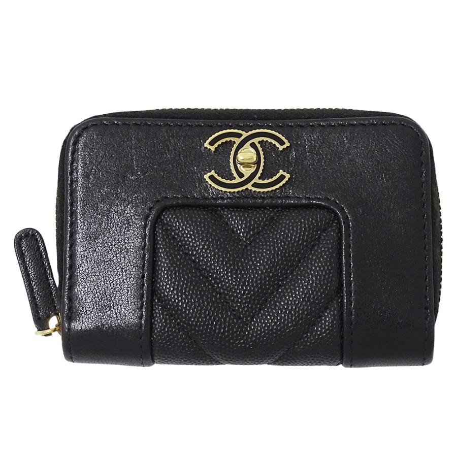 シャネルマドモアゼル ミニウォレット ラウンドファスナーラムスキン