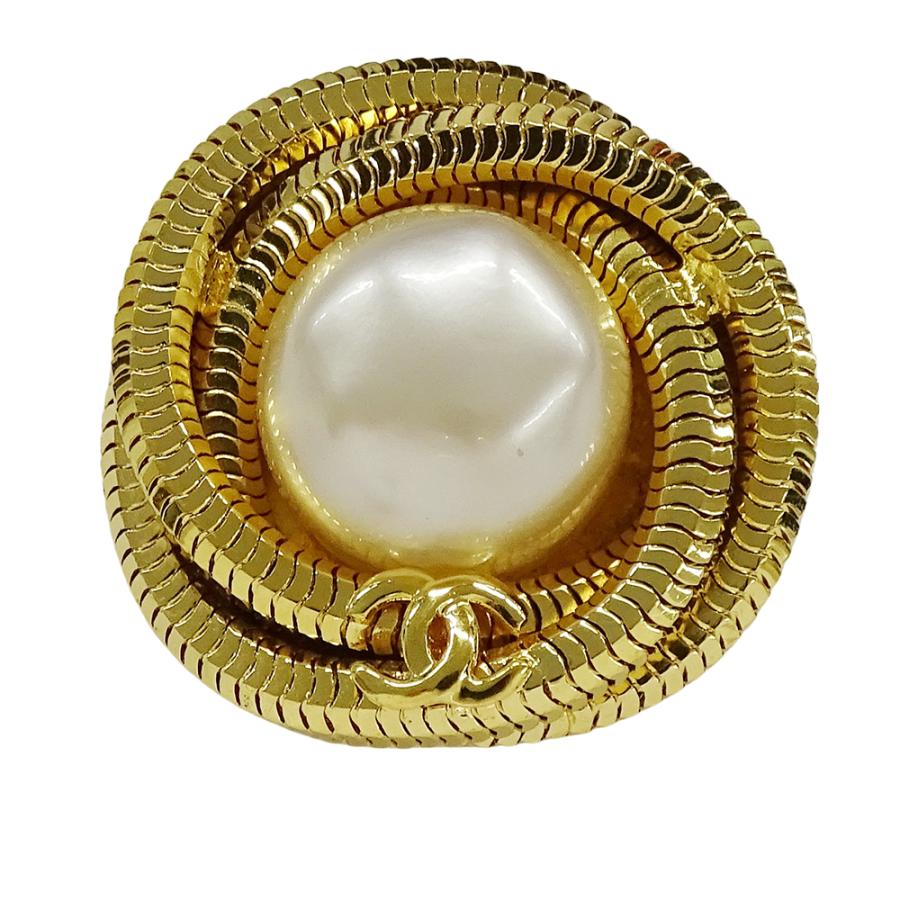 シャネル ココマーク 96A ブローチ GP ゴールド フェイクパール CHANEL（シャネル） ブローチ レディース ブランド GP フェイクパール