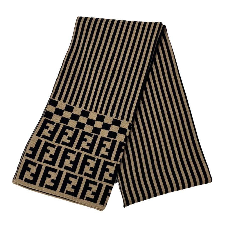 FENDI フェンディ ストライプ マフラー ブラウン ブラック FENDI（フェンディ） マフラー レディース メンズ ブランド ズッカ