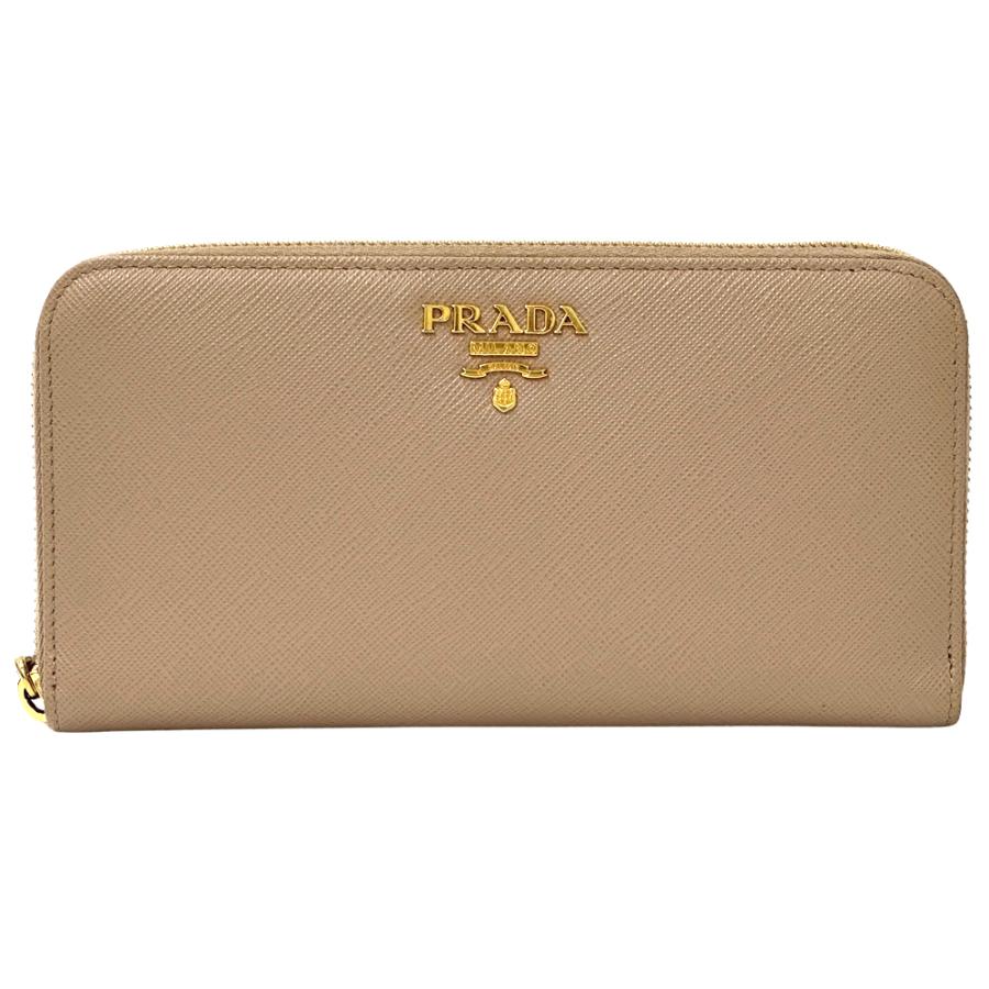 プラダ PRADA 財布 レディース ブランド 長財布 サフィアーノ ベージュ 1ML506 ゴールド金具 ラウンドファスナー 【中古】 PRADA（プラダ） 財布 レディース ブランド 長財布 サフィアーノ
