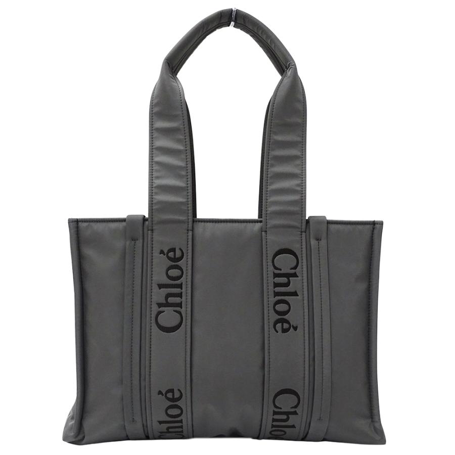 Chloé クロエ ウッディ ミディアム ナイロン トートバッグ グレー Chloe Elephant Grey Recycled Nylon Medium Woody Tote Bag | Yoogi's