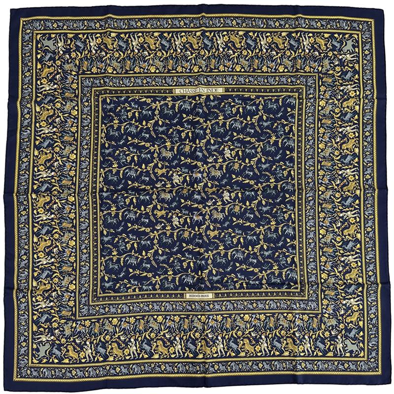 HERMES エルメス カレ90 インドの狩猟 カレジュアン シルク100% HERMES（エルメス） スカーフ カレ90 CHASSE EN INDE インドの狩猟