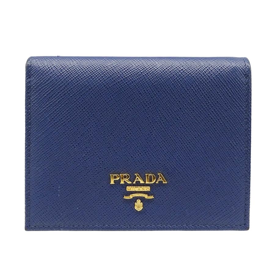 PRADA 二つ折り財布 ネイビー サフィアーノ PRADA（プラダ） 財布 レディース メンズ ブランド 二つ折り財布