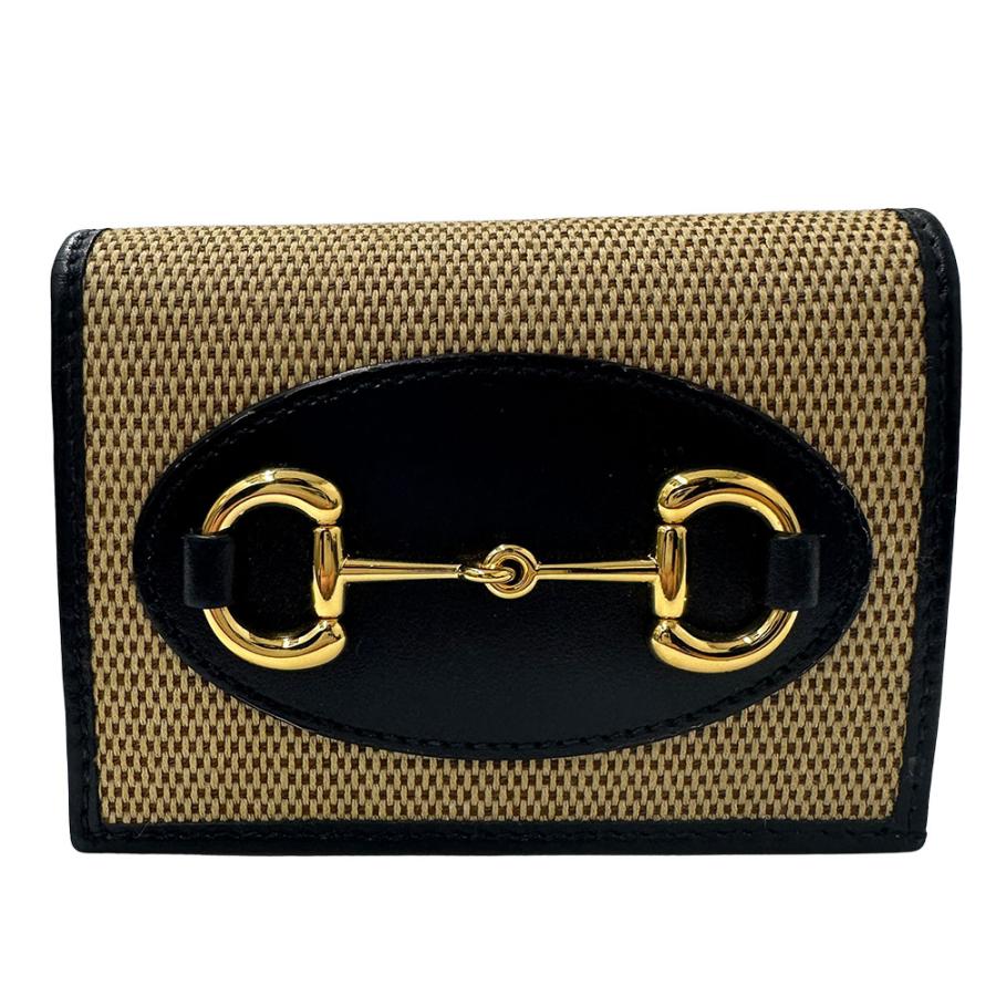 グッチ GUCCI 財布 レディース メンズ ブランド ホースビット 二つ折り財布  レザー ネイビー 621887 コンパクトウォレット ミニ財布 シンプル 【中古】 GUCCI（グッチ） 財布 レディース メンズ ブランド ホースビット 二