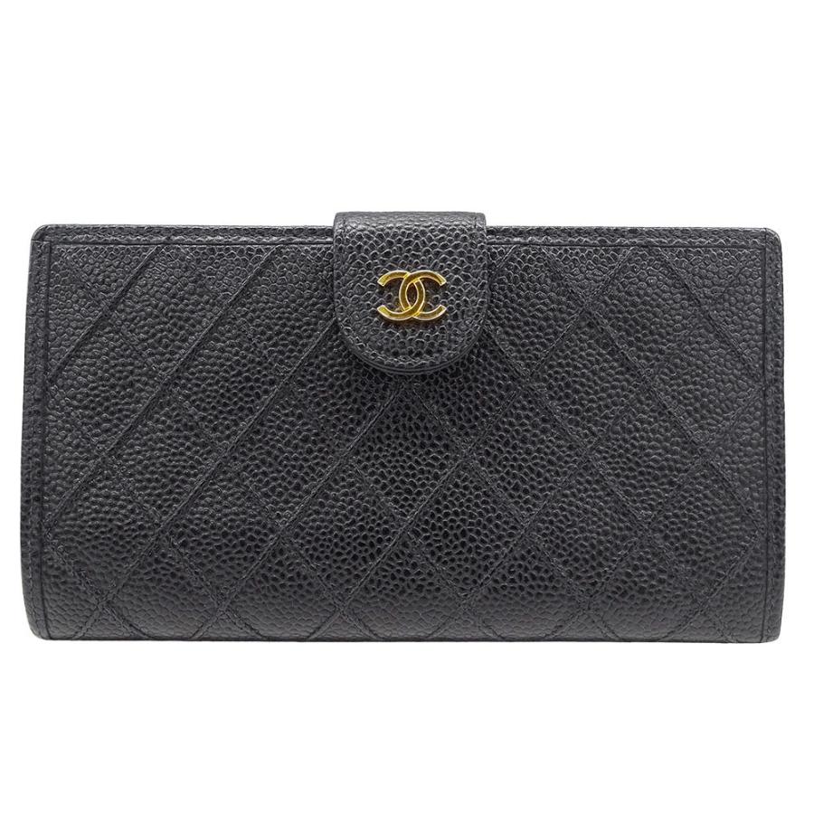 シャネル CHANEL 財布 レディース ブランド 長財布 ビコローレ キャビアスキン ブラック ゴールド金具 おしゃれ ココマーク ロゴ 大人 高級感 エレガント 【中古】 CHANEL（シャネル） 財布 レディース ブランド 長財布 ビコローレ