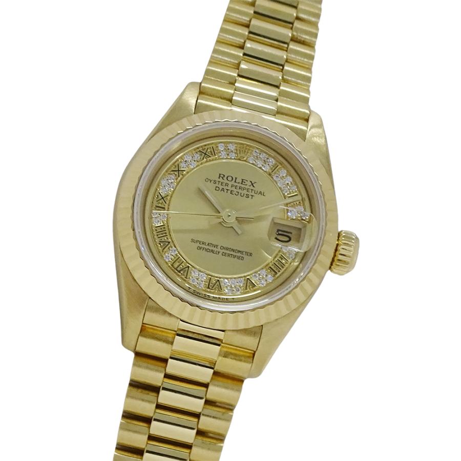 ロレックス ROLEX デイトジャスト 69178MR S番 時計 レディース ブランド ミリヤード ダイヤモンド 自動巻き AT 750YG 18K 金無垢 ゴールド OH・ 磨き済み 【中古】 ロレックス ROLEX デイトジャスト 69178MR S番 時計 レディース