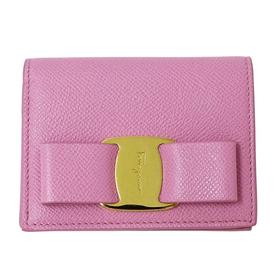 美品 FERRAGAMO フェラガモ 二つ折り財布 ヴァラリボン レザー FERRAGAMO（フェラガモ） 財布 レディース ブランド ヴァラリボン 二