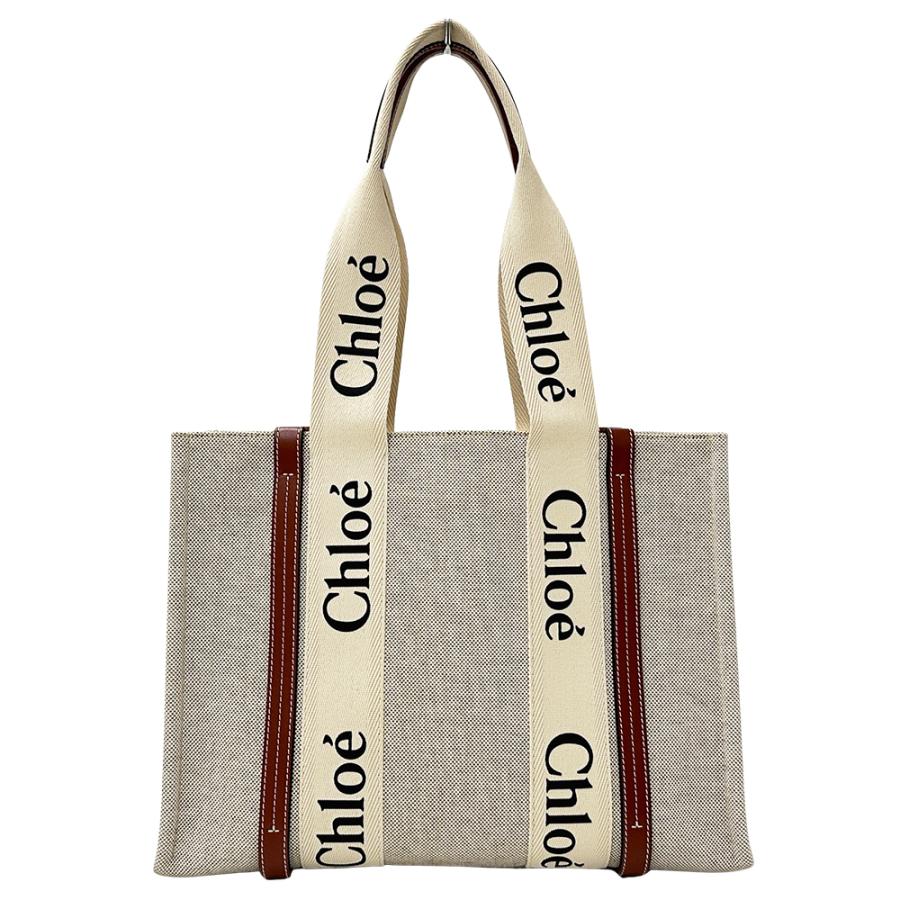 Chloé キャンバス トートバッグ ベージュ/ブラウン Chloe（クロエ） バッグ レディース ブランド トートバッグ ウッディ