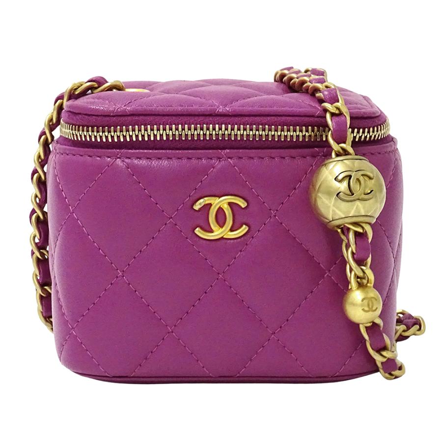 シャネル CHANEL マトラッセ バニティ ショルダーバッグ バッグ ラムスキン（羊革） シアリング レディース パープル系 【中古】 CHANEL（シャネル） バッグ マトラッセ ココボール レディース