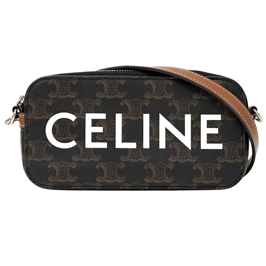 セリーヌ CELINE バッグ レディース ブランド トリオンフ ショルダーバッグ コーテッドキャンバス ホリゾンタルポーチ ブラウン ミニバッグ 斜め掛け 【中古】 CELINE（セリーヌ） バッグ レディース ブランド トリオンフ