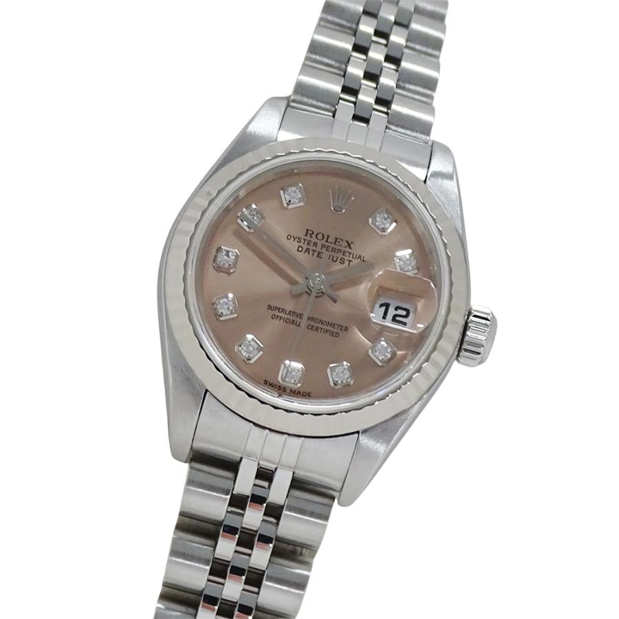 ロレックス ROLEX デイトジャスト 79174G F番 時計 レディース ブランド 10P ダイヤモンド 自動巻き AT ステンレス SS ホワイトゴールド WG シルバー ピンク 磨き済み 【中古】 ROLEX（ロレックス） デイトジャスト 79174G F番 時計 レディース