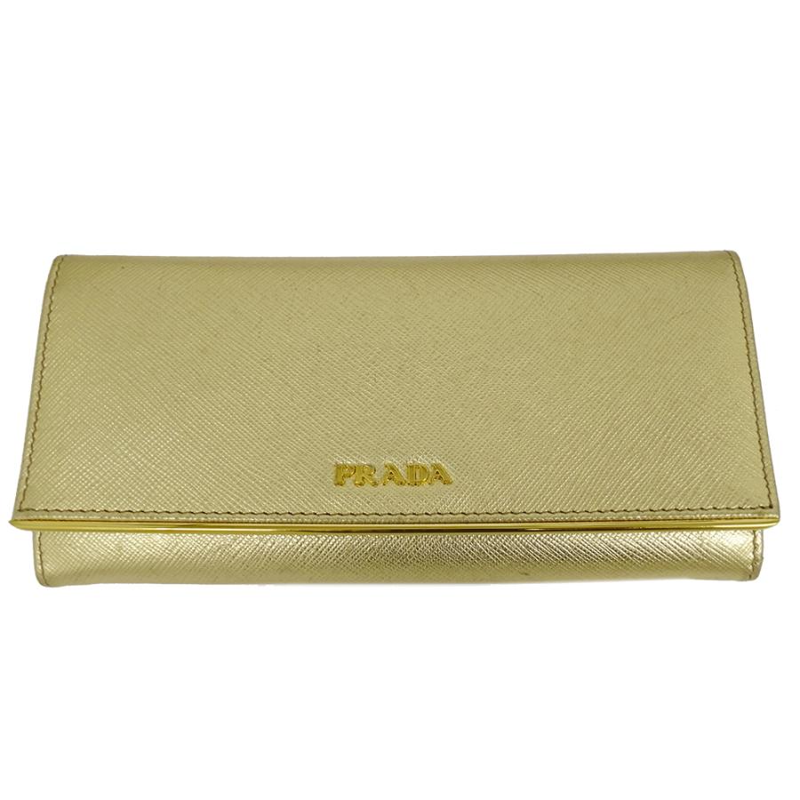 美品✨プラダ 長財布 サフィアーノレザー 1MH132 ゴールドロゴ　黒 PRADA（プラダ） 財布 レディース ブランド 長財布 サフィアーノ