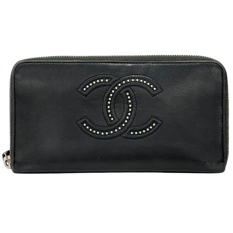 CHANEL シャネル ラムスキン ココマーク ラウンドファスナー 長財布 黒 CHANEL（シャネル） 財布 ココマーク レディース ブランド 長財布