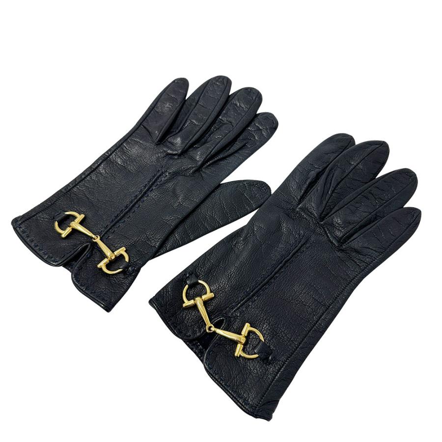 GUCCI グッチ ホースビット グローブ 手袋 レザー レディース ブラック GUCCI（グッチ） 手袋 レディース ブランド ホースビット レザー
