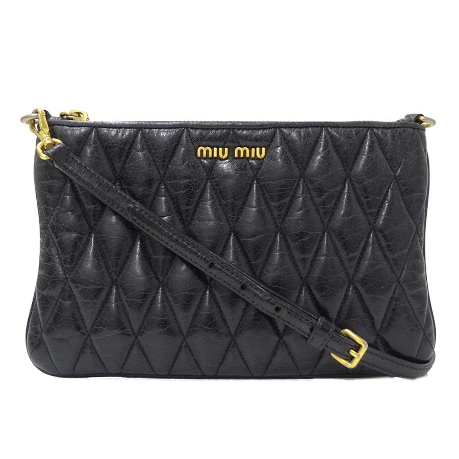 MIU MIU ブラック キルティングショルダーバッグ miu miu（ミュウミュウ） バッグ レディース ブランド ショルダー