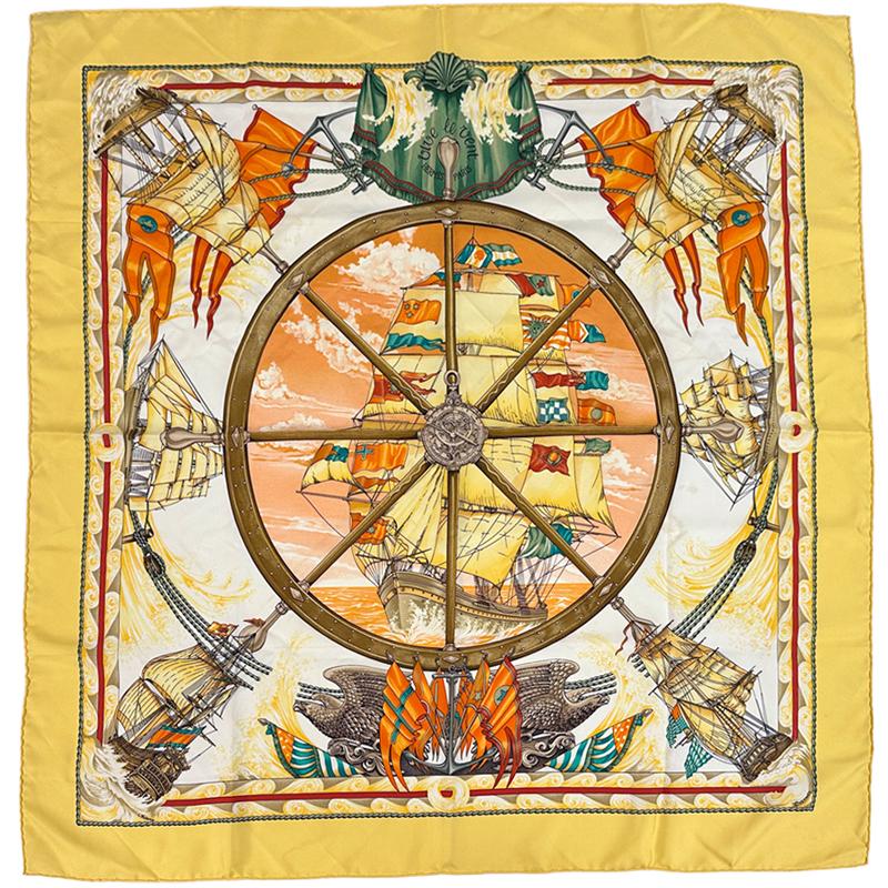 エルメス カレ90 Vive le vent 風よ吹け シルクスカーフ 船 HERMES（エルメス） スカーフ カレ90 vive le vent 風よ吹け
